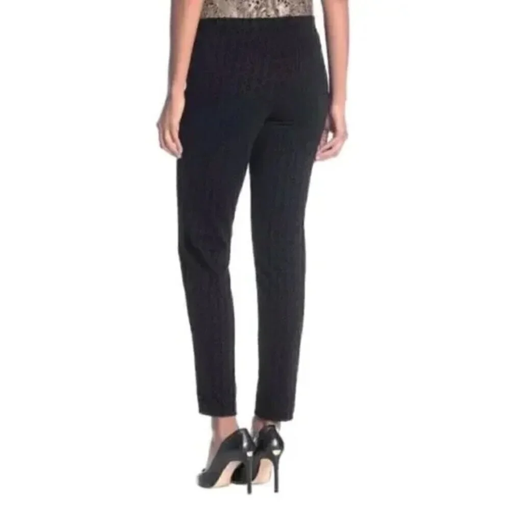 Nanette Lepore Black Flocked Velvet Skinny Ankle Pants Pull On Stretch M NWT